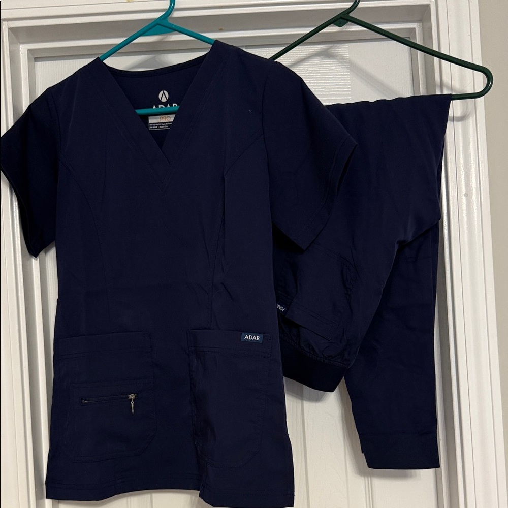 Adar Women's Navy Blue Scrub Top and Joggers